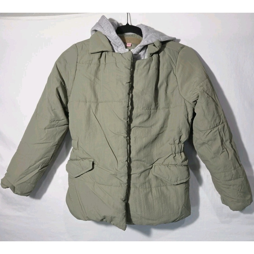 BlankNYC Puffer Jacket Girls Medium Olive Green Layered Removable Hoodie Coat